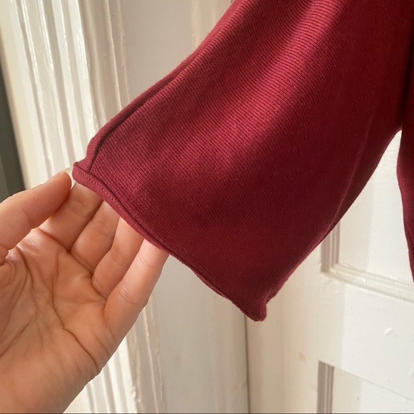 Maroon Turtleneck Sweater Tassel by Terre Blue Size Medium 3/4 Sleeve Tunic NWT - Picture 4 of 10